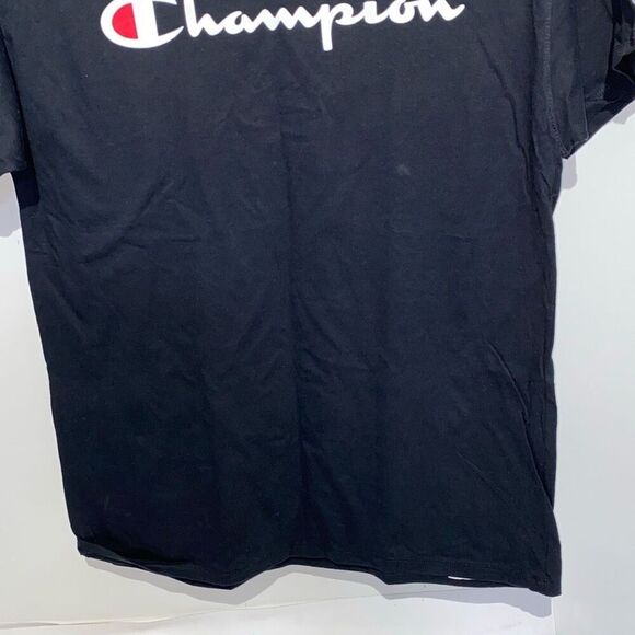 Champion Men's Black Crew Neck Short Sleeve Spell Out Logo Graphic T-shirt Large - Picture 2 of 9